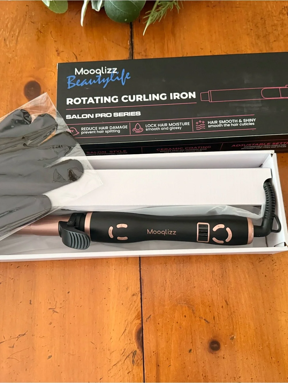 Rose Gold & Black Rotating Curling Iron